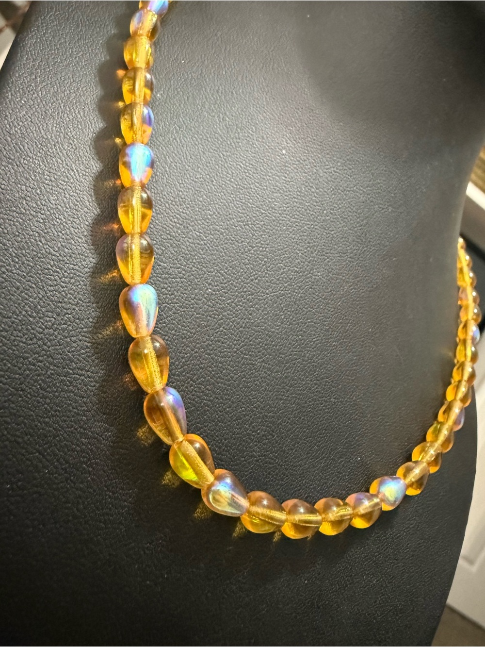 Aurora Glass Bead Necklace - Golden Amber